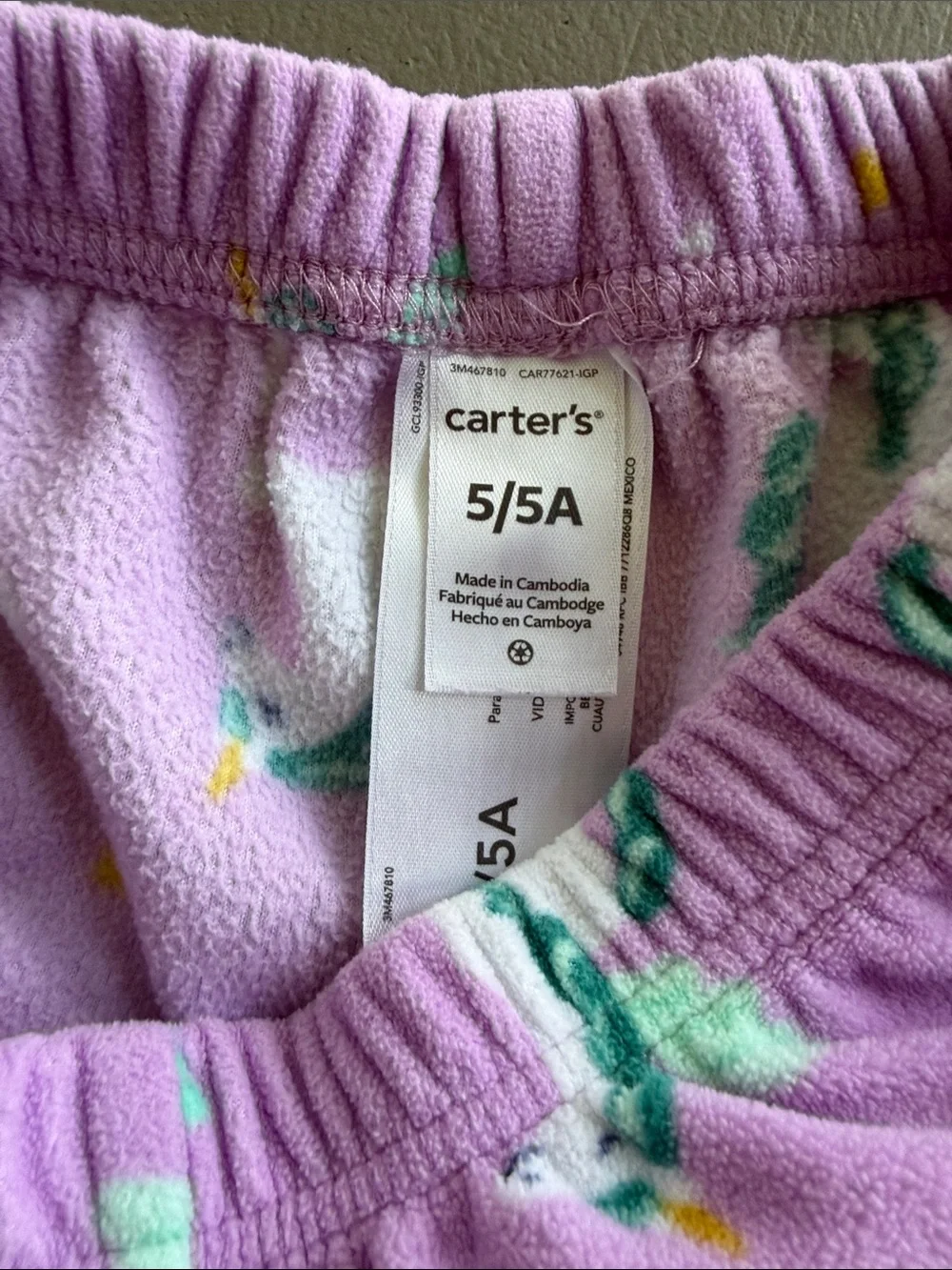 Carter's Mint Green & Lavender Unicorn Pajama Set Size 5T